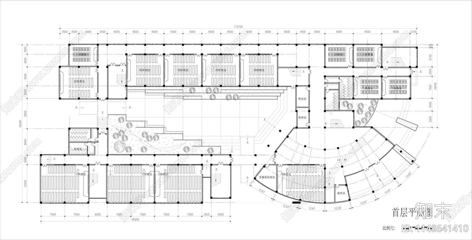 职业学校教学楼室内cad施工图下载【ID:1148641410】