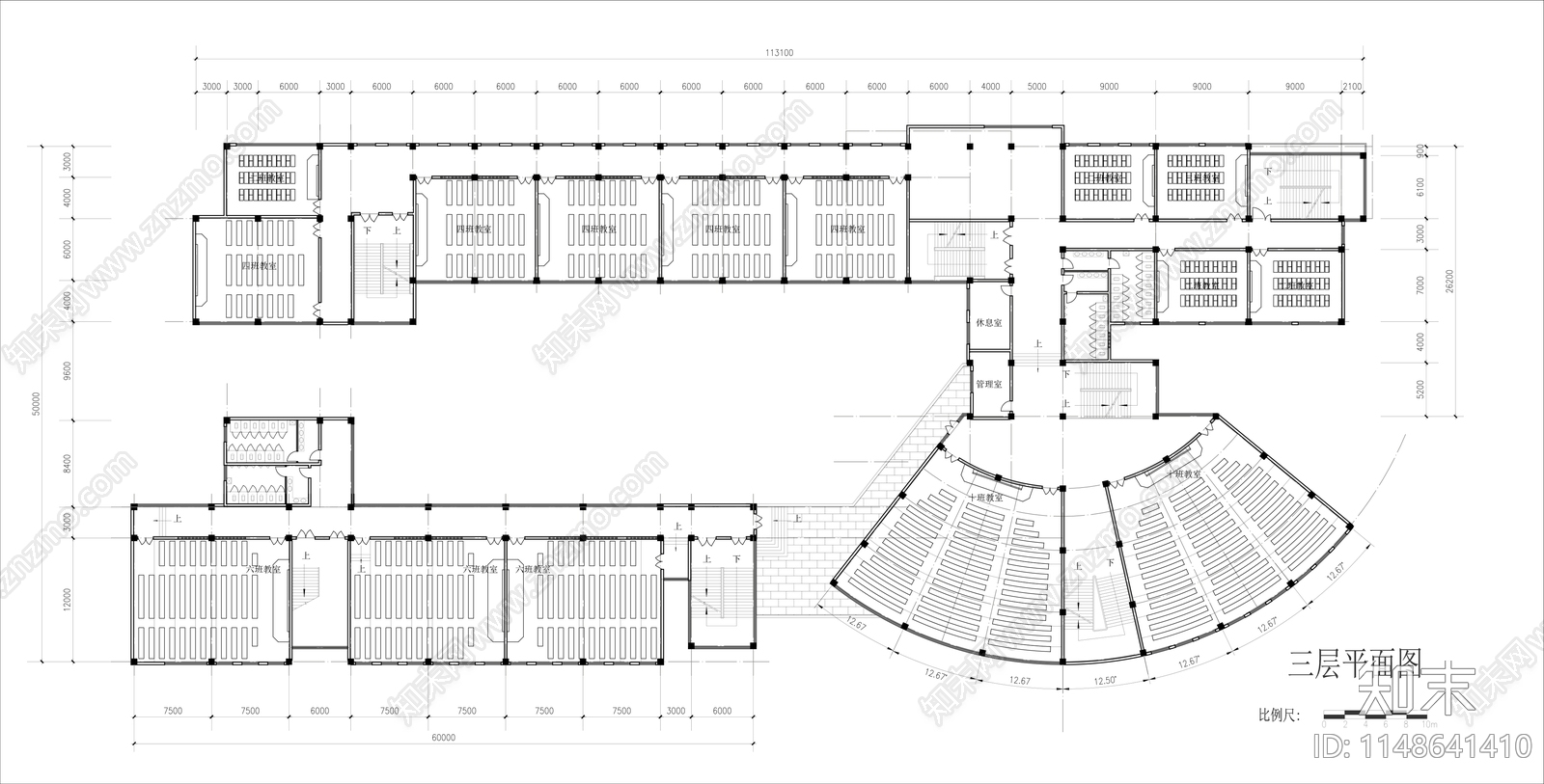 职业学校教学楼室内cad施工图下载【ID:1148641410】