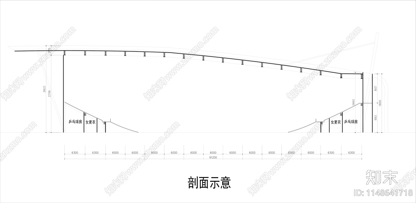 大学体育馆建筑总平图cad施工图下载【ID:1148641718】