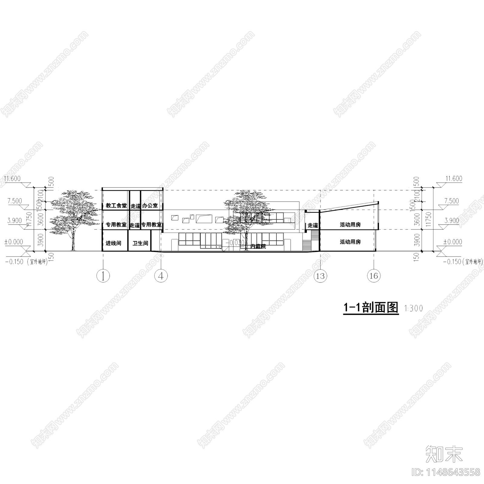 现代成都曾家坡幼儿园建筑cad施工图下载【ID:1148643558】