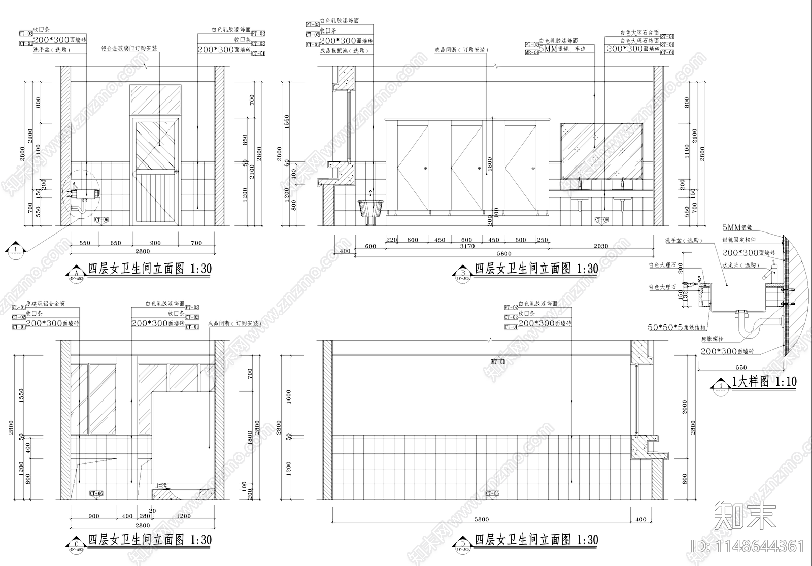 现代四层幼儿园室内工装cad施工图下载【ID:1148644361】