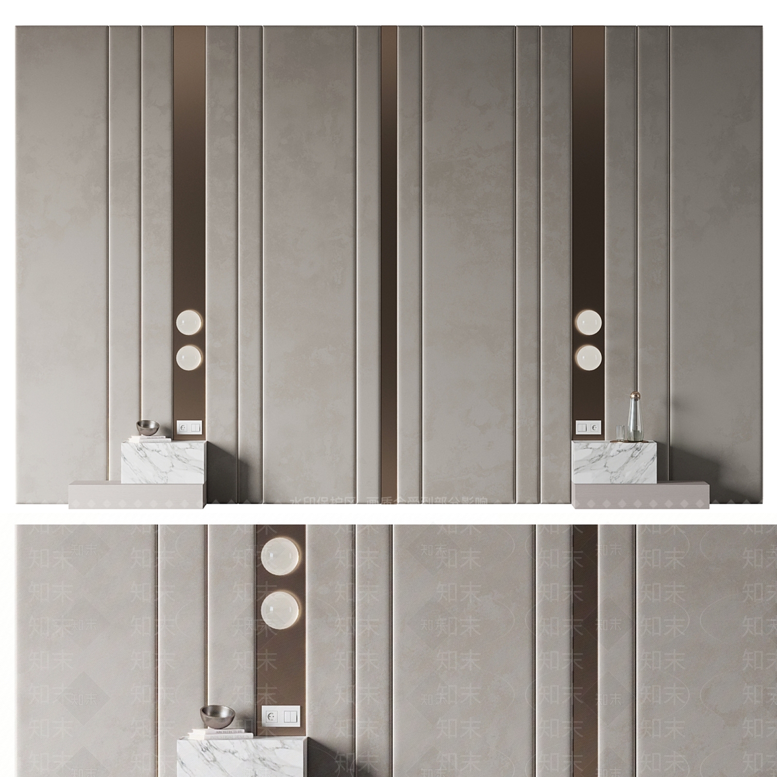 现代卧室背景墙3D模型下载【ID:1148646587】