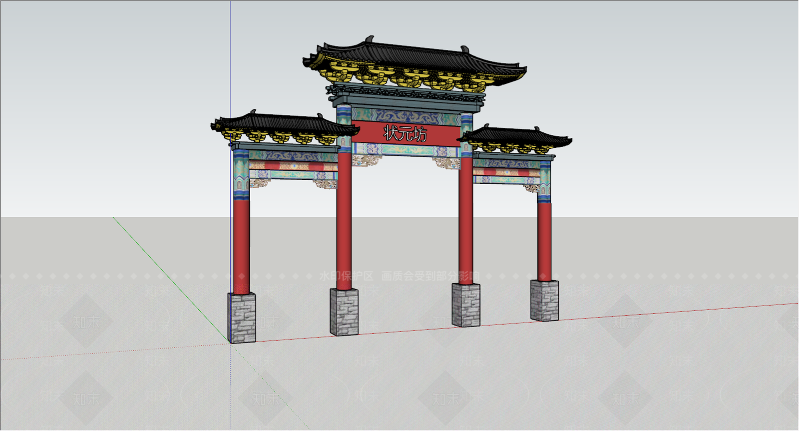 中式牌坊牌楼SU模型下载【ID:1148647107】
