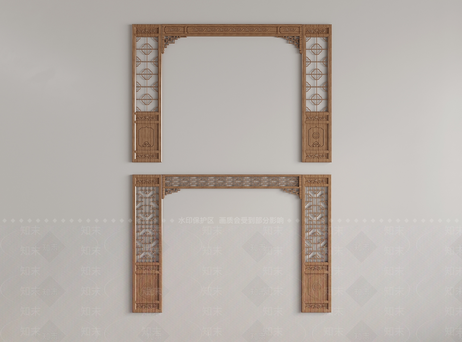 中式实木花格拱门SU模型下载【ID:1148648979】