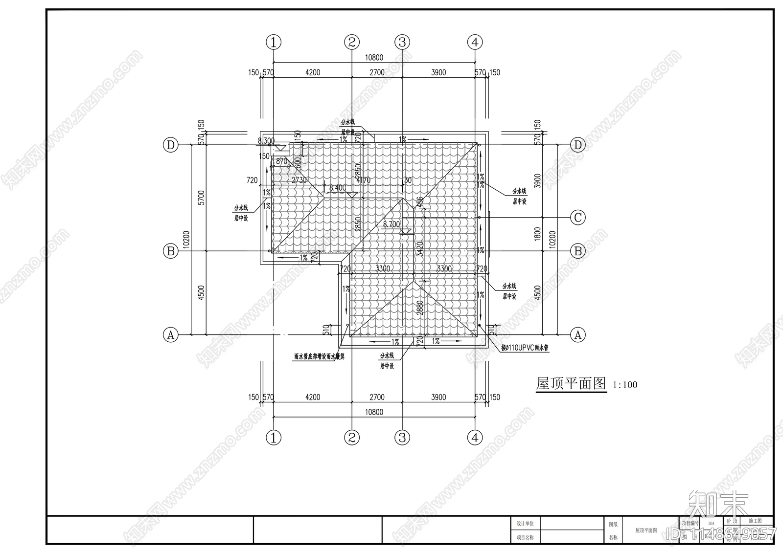 自建房别墅建筑cad施工图下载【ID:1148649057】