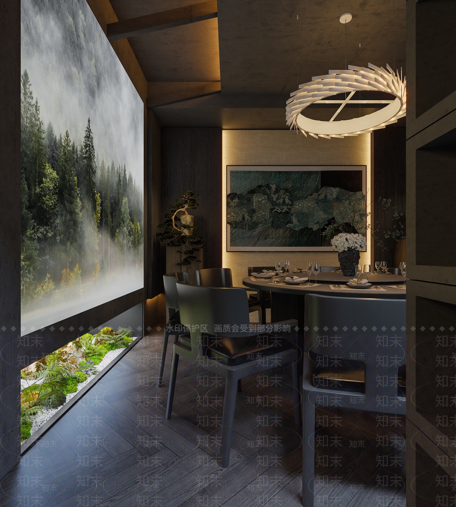 新中式餐厅包间3D模型下载【ID:1148649294】