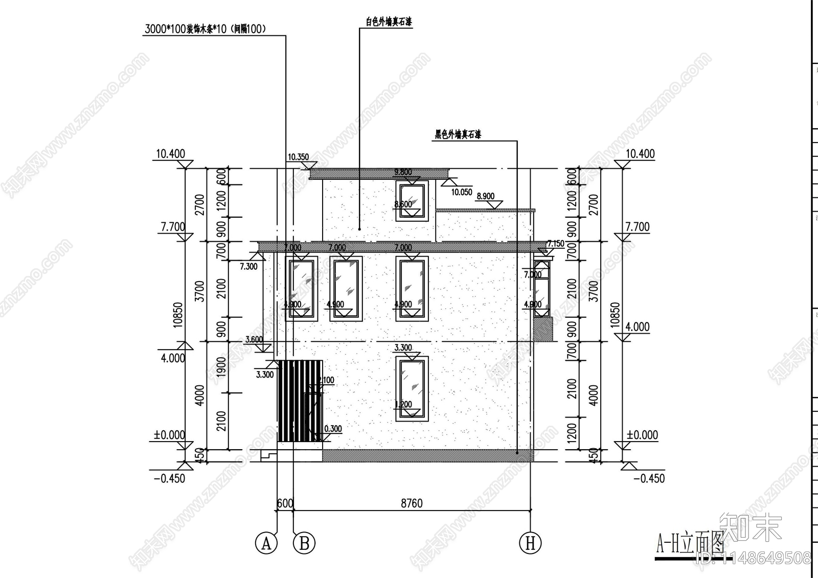 现代别墅建筑cad施工图下载【ID:1148649508】