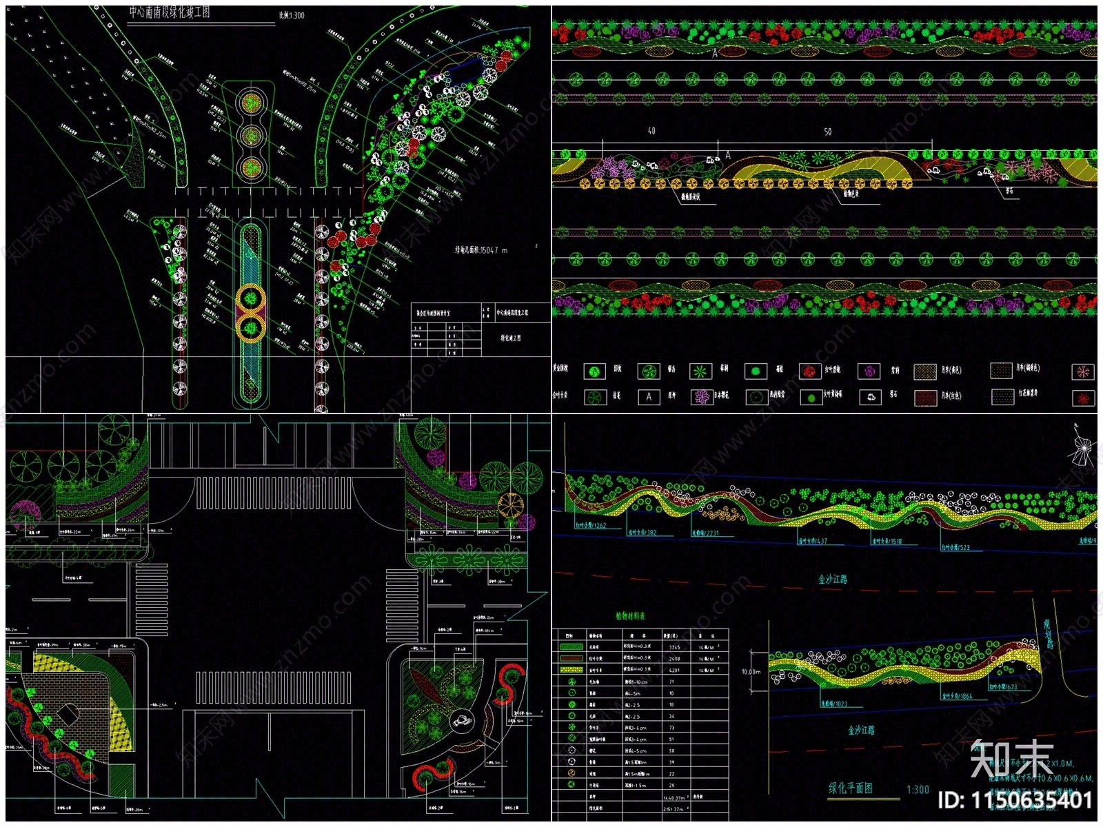 150套市政道路绿化景观cad施工图下载【ID:1150635401】
