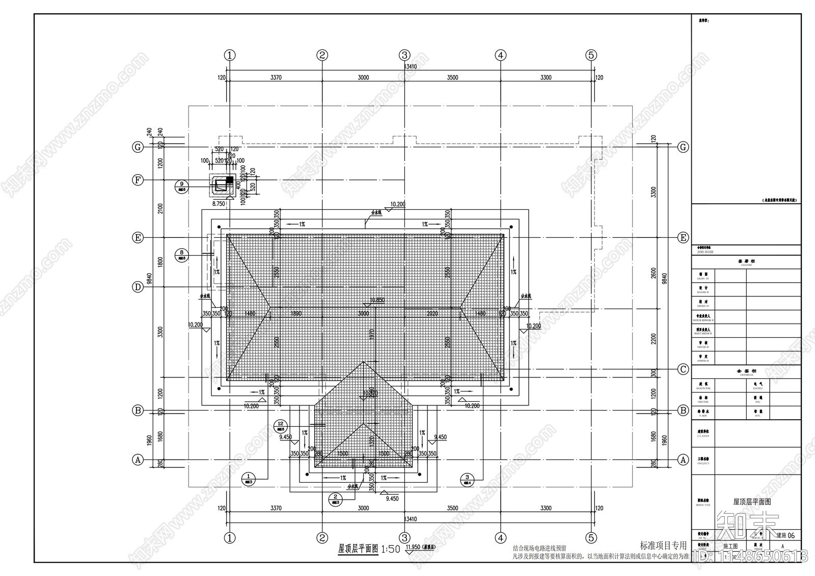 欧式自建房别墅建筑cad施工图下载【ID:1148650613】