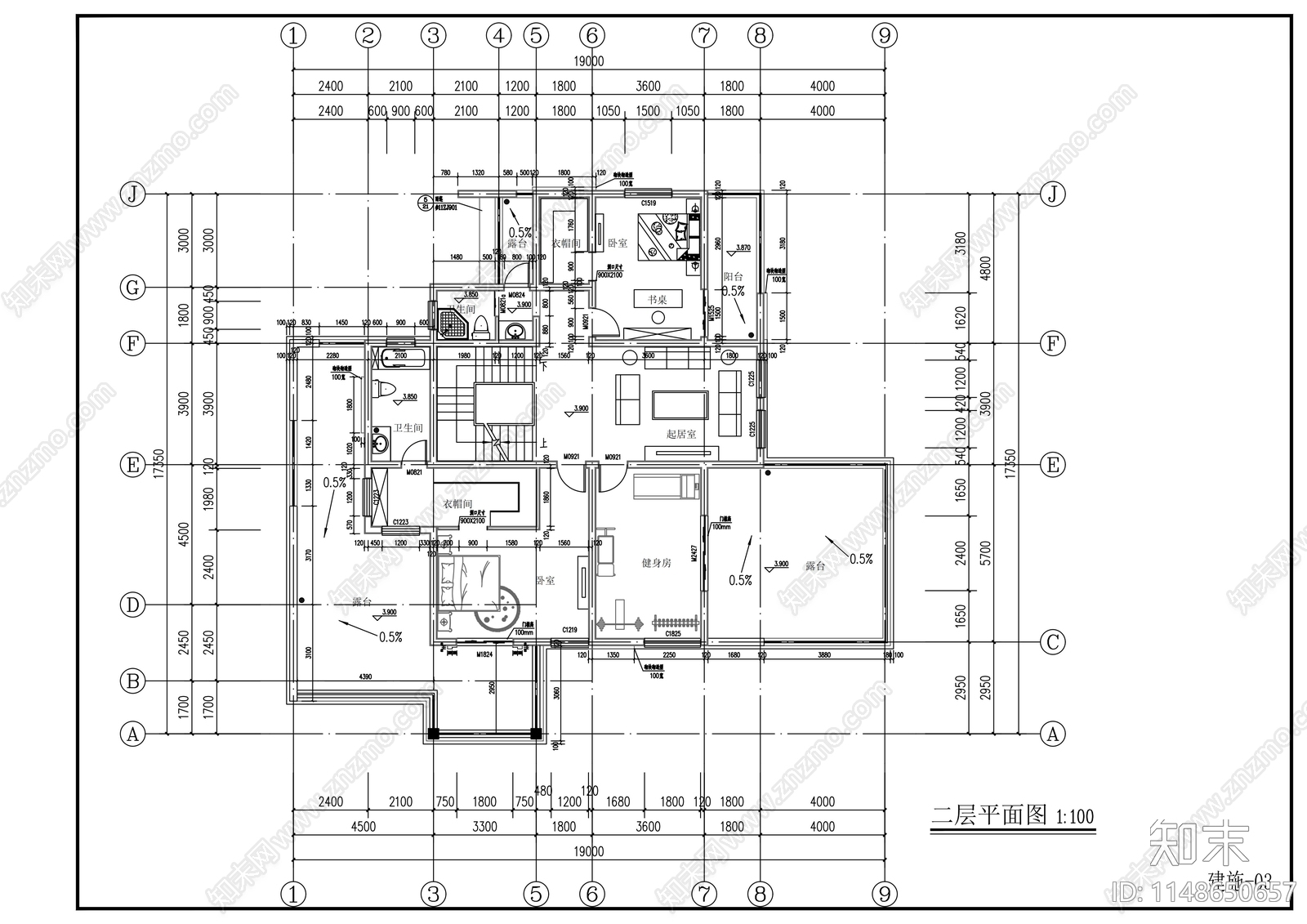 自建房别墅建筑cad施工图下载【ID:1148650657】