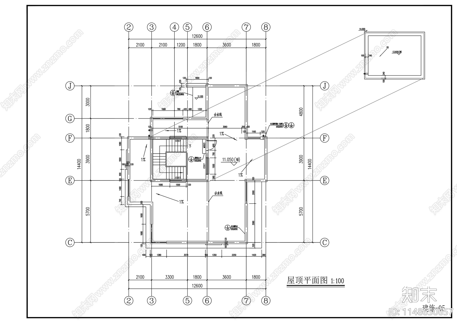 自建房别墅建筑cad施工图下载【ID:1148650657】