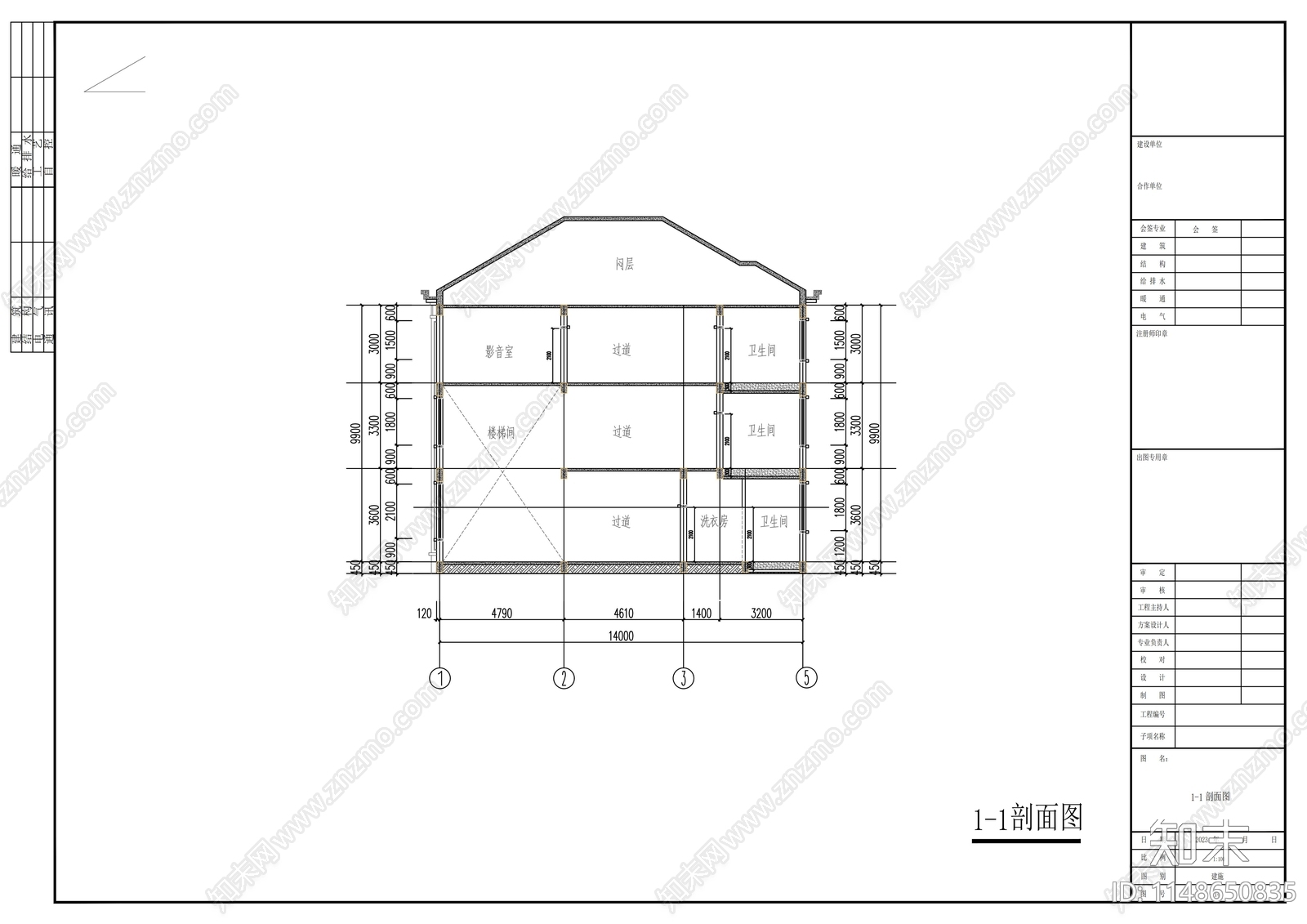 欧式三层别墅建筑cad施工图下载【ID:1148650835】