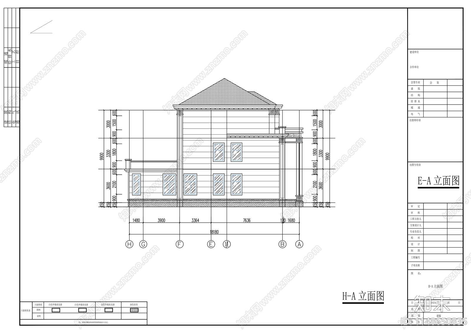 欧式三层别墅建筑cad施工图下载【ID:1148650835】