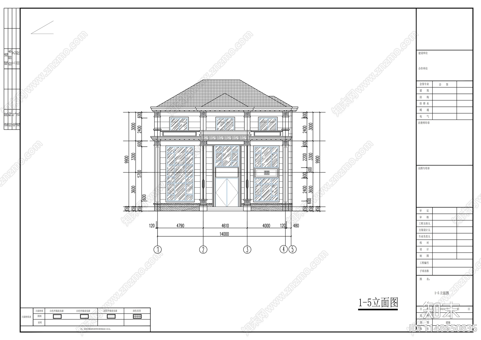 欧式三层别墅建筑cad施工图下载【ID:1148650835】