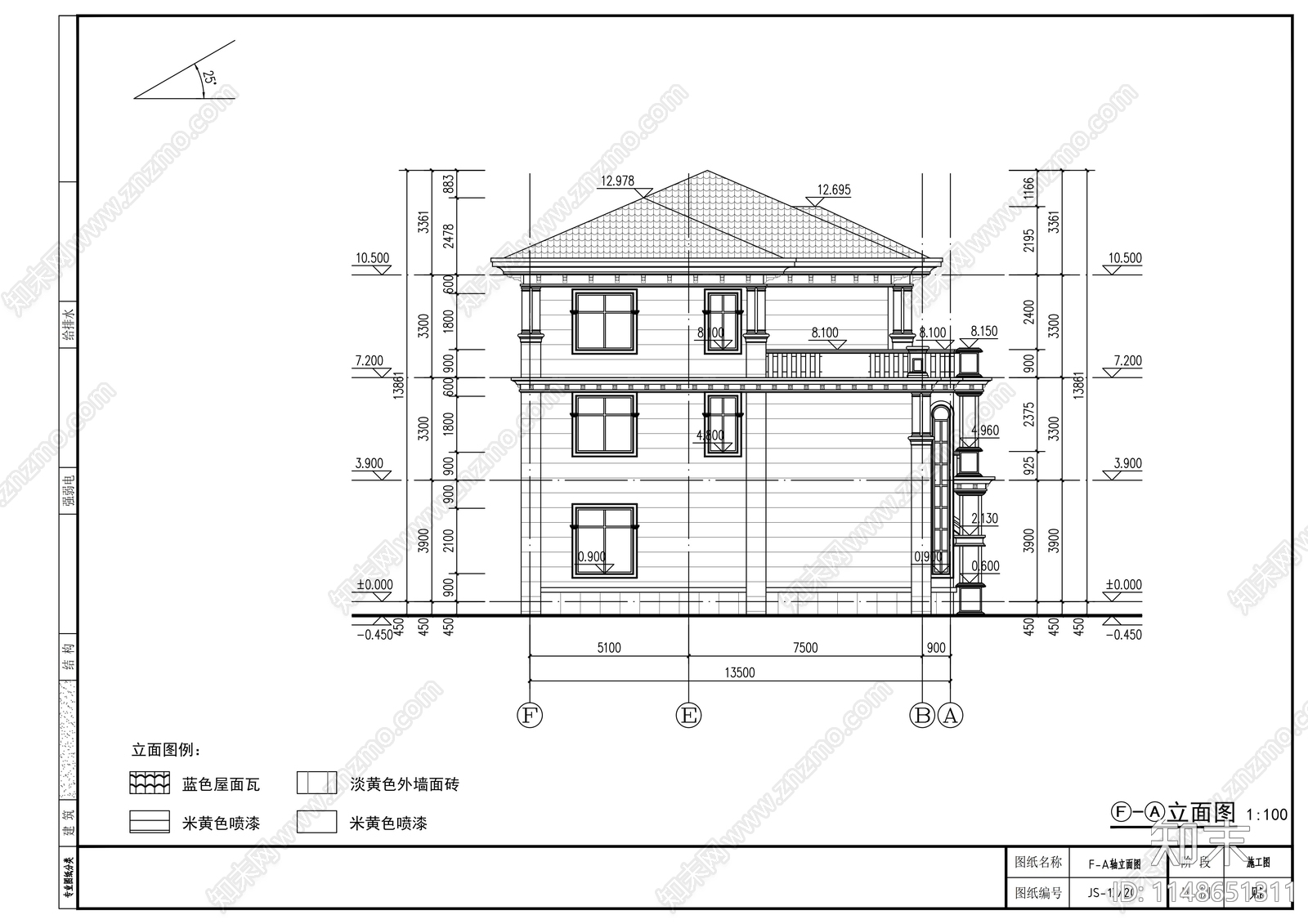 自建房别墅建筑cad施工图下载【ID:1148651311】