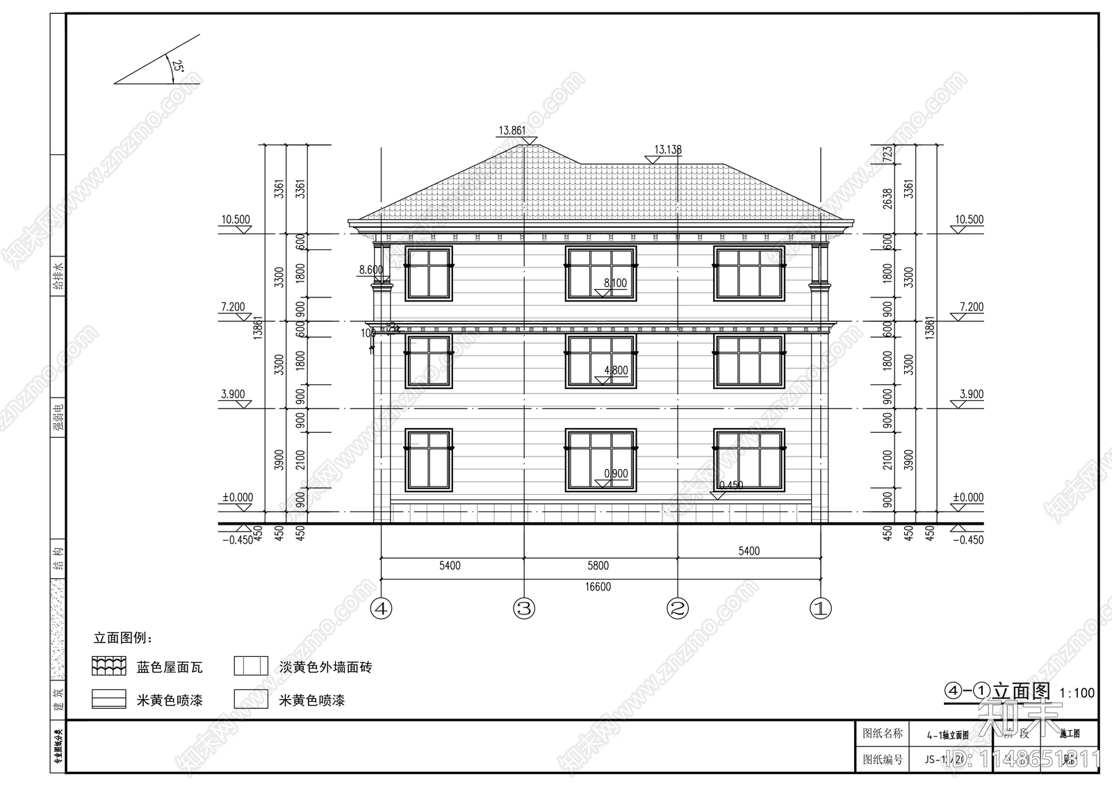 自建房别墅建筑cad施工图下载【ID:1148651311】