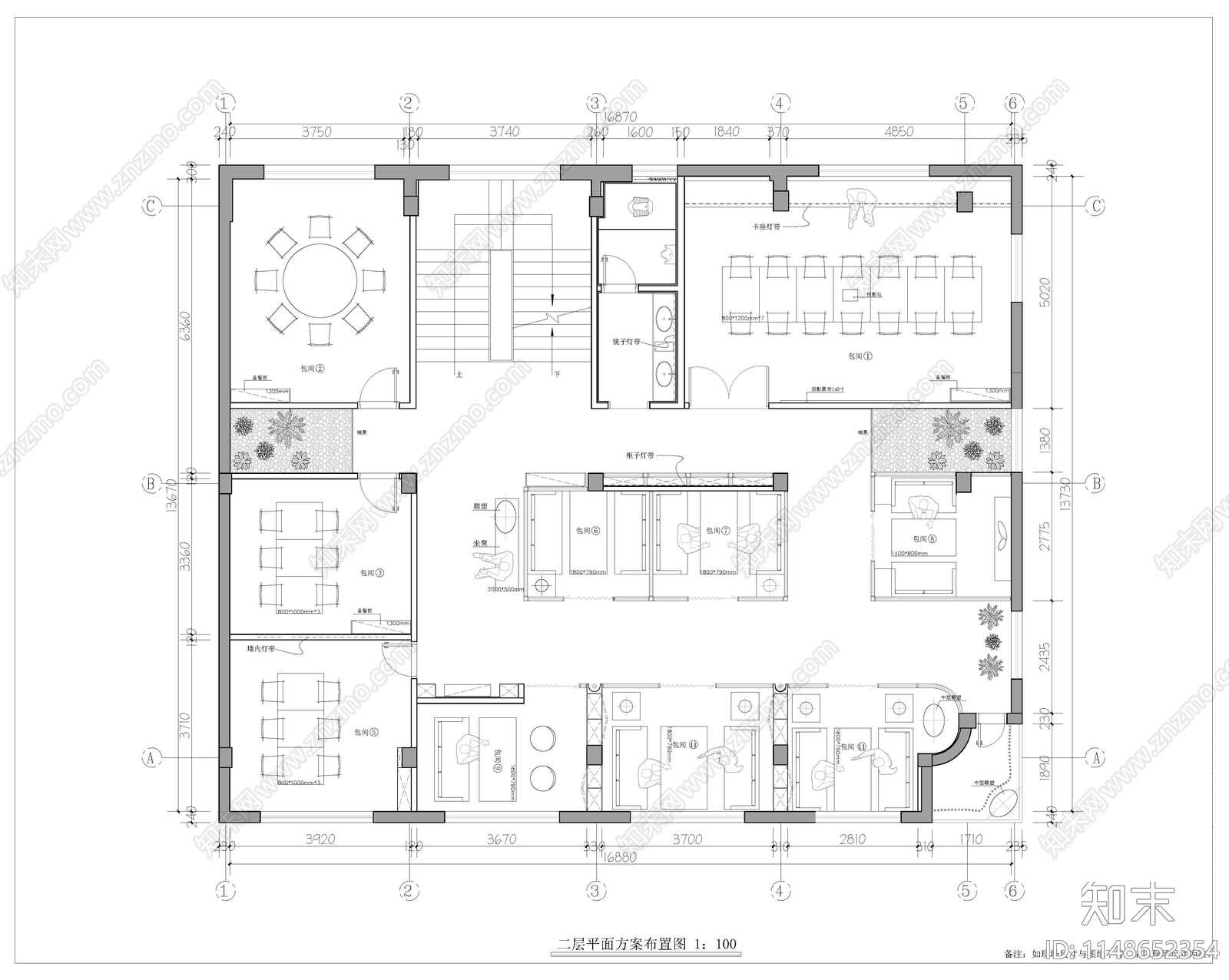 西餐厅室内cad施工图下载【ID:1148652354】