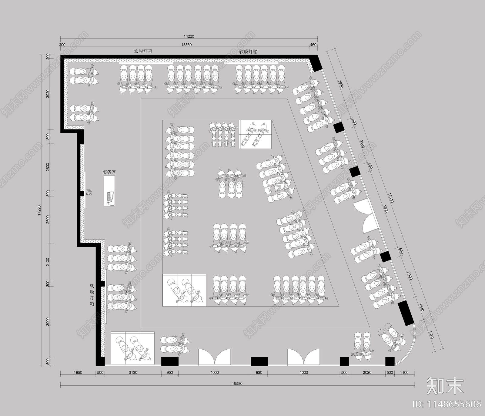 电动车专展厅平面图施工图下载【ID:1148655606】
