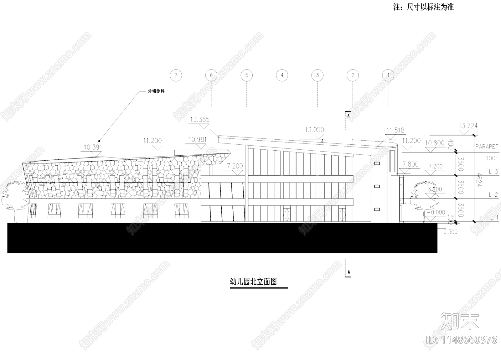 现代百汇花园社区幼儿园建筑cad施工图下载【ID:1148660376】