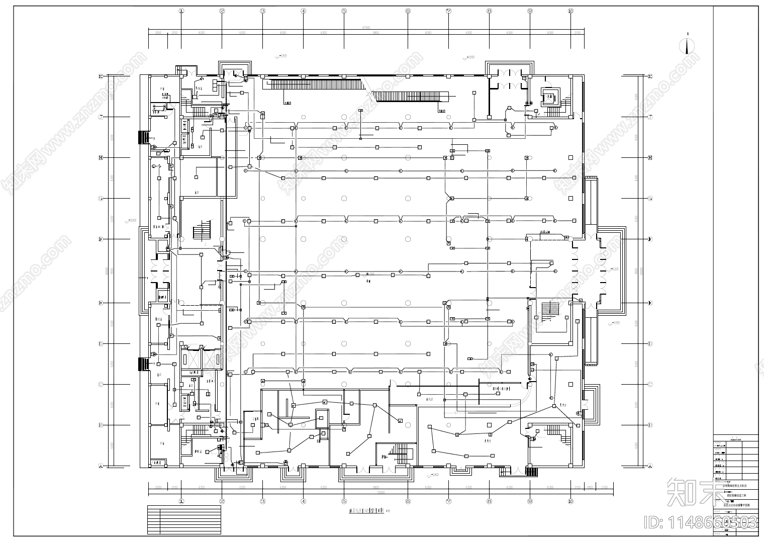 大型商场超市消防装修改造工程室内平面图施工图下载【ID:1148660503】