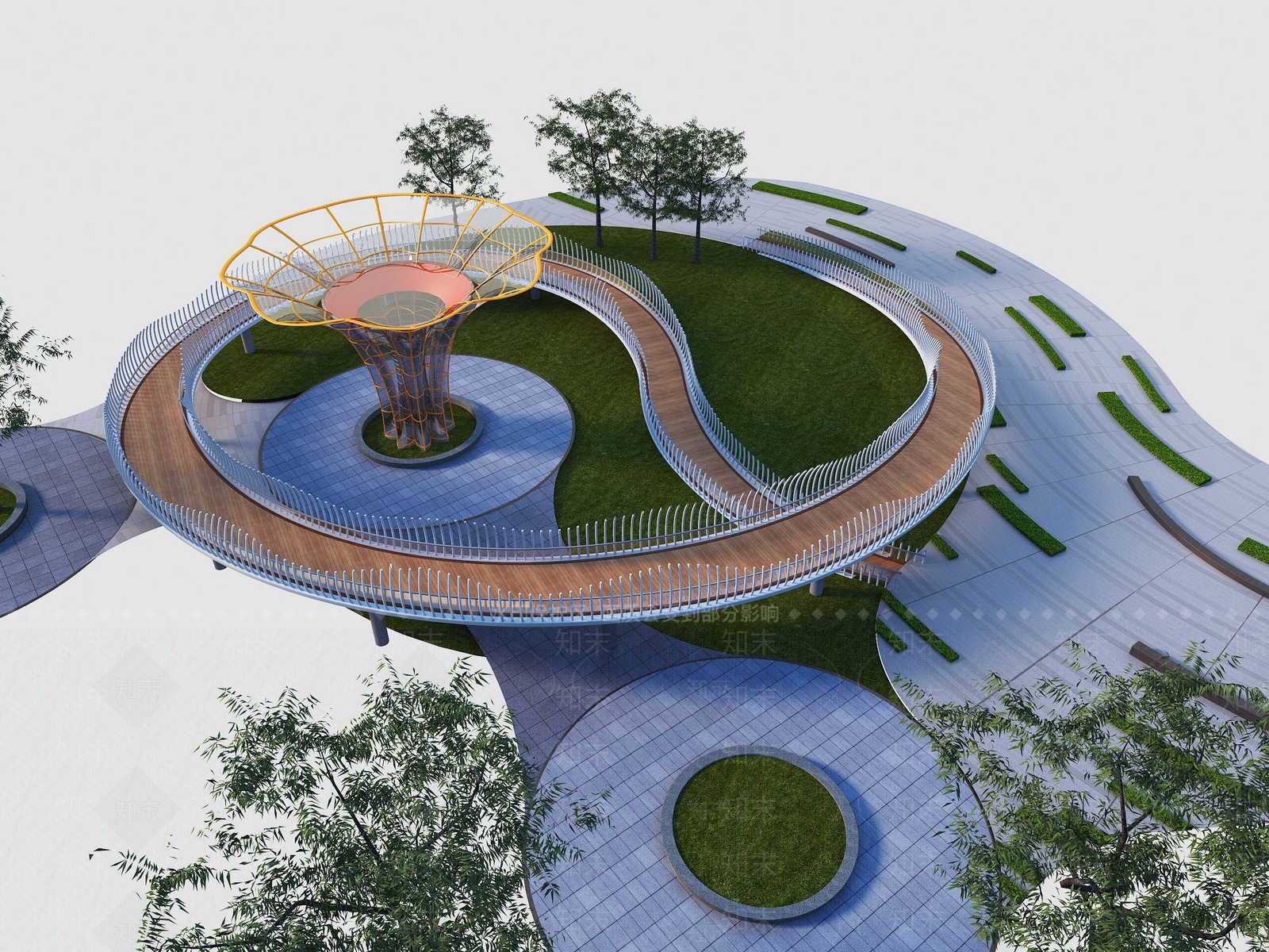 现代人行天桥SU模型下载【ID:1148660837】