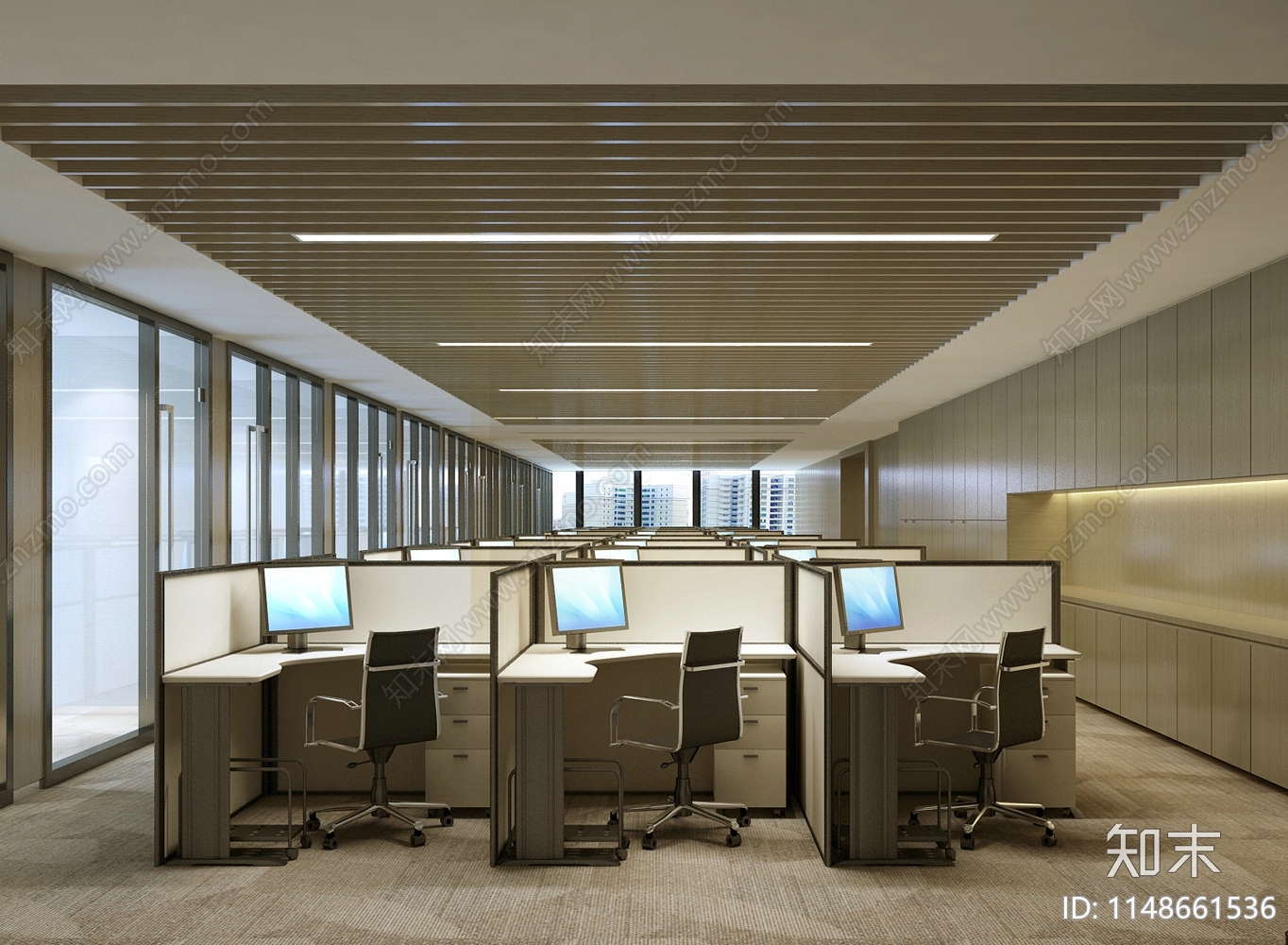 现代风格办公空间室内cad施工图下载【ID:1148661536】
