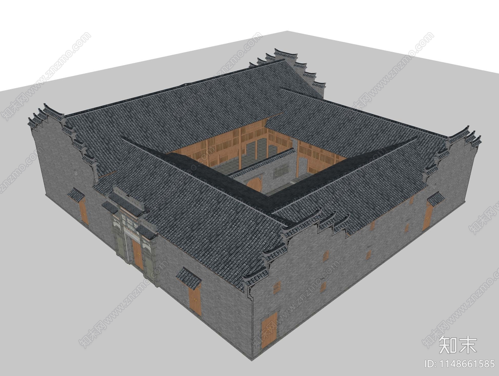 中式四合院SU模型下载【ID:1148661585】