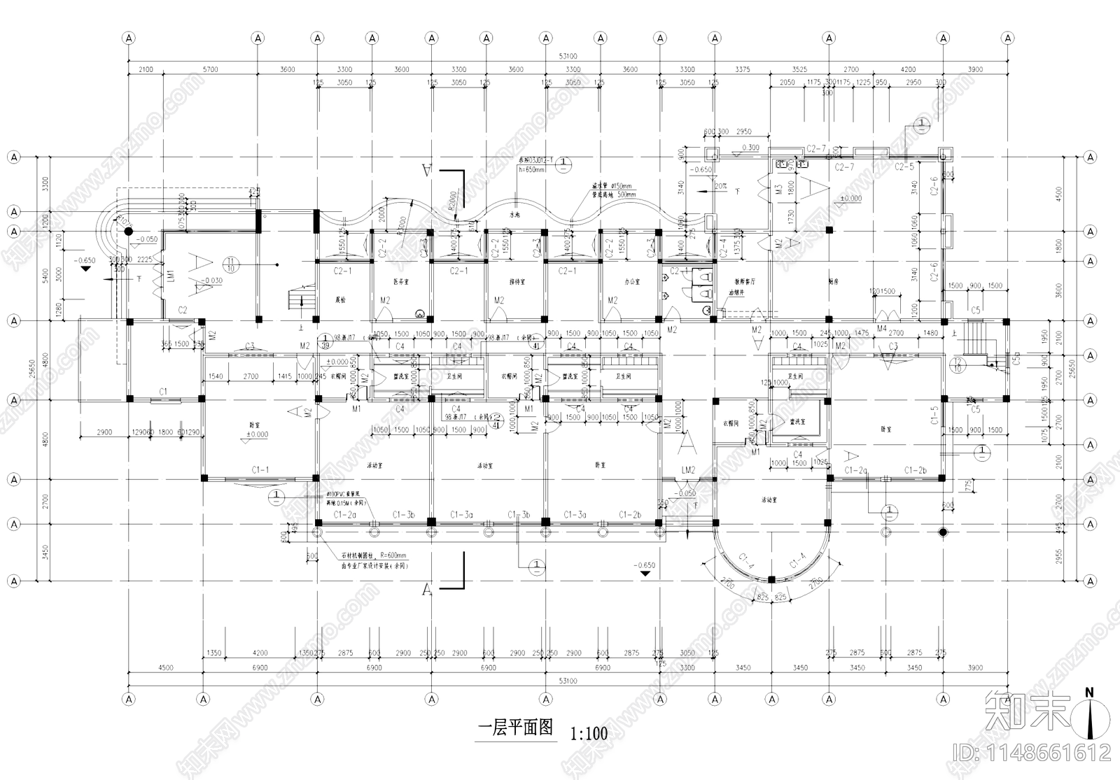 现代新桥山水居社区幼儿园建筑cad施工图下载【ID:1148661612】