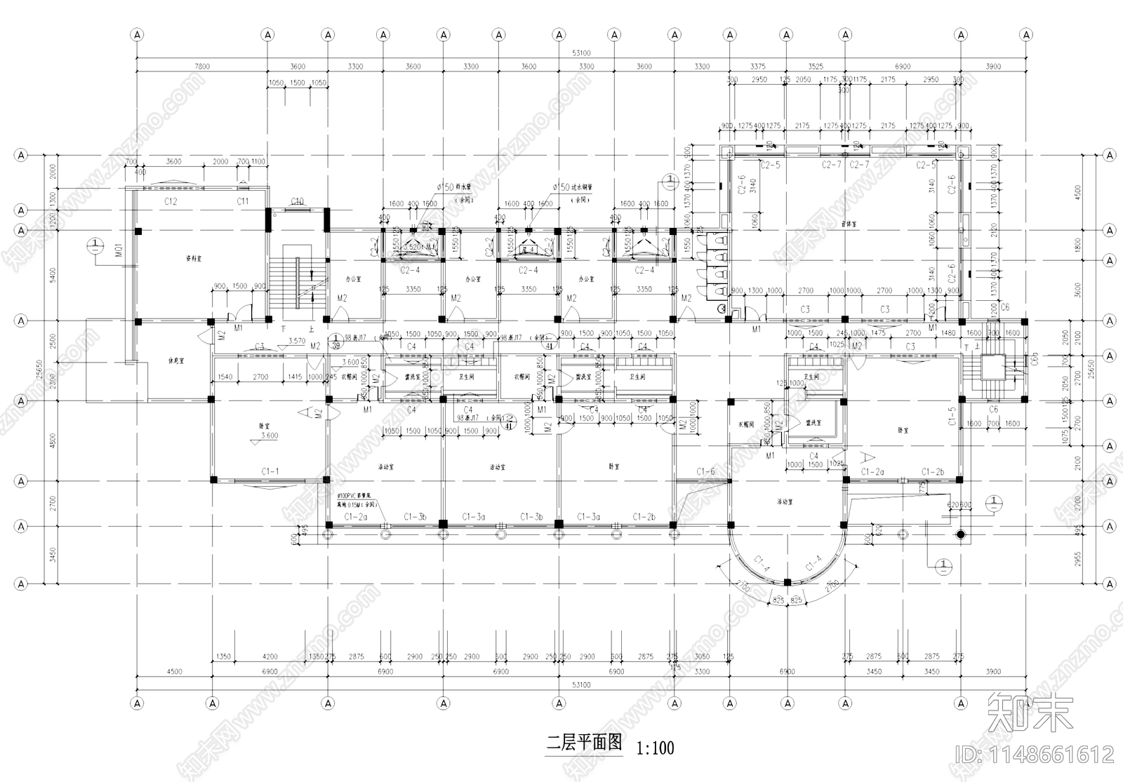 现代新桥山水居社区幼儿园建筑cad施工图下载【ID:1148661612】