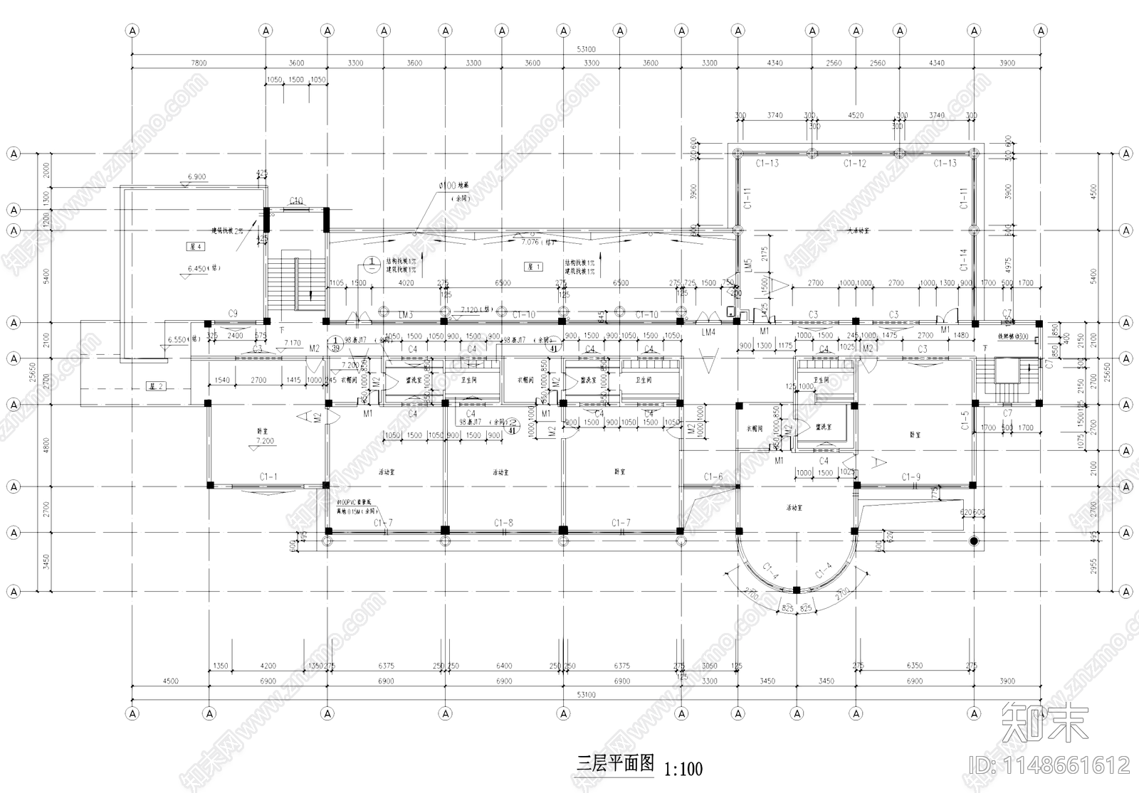 现代新桥山水居社区幼儿园建筑cad施工图下载【ID:1148661612】