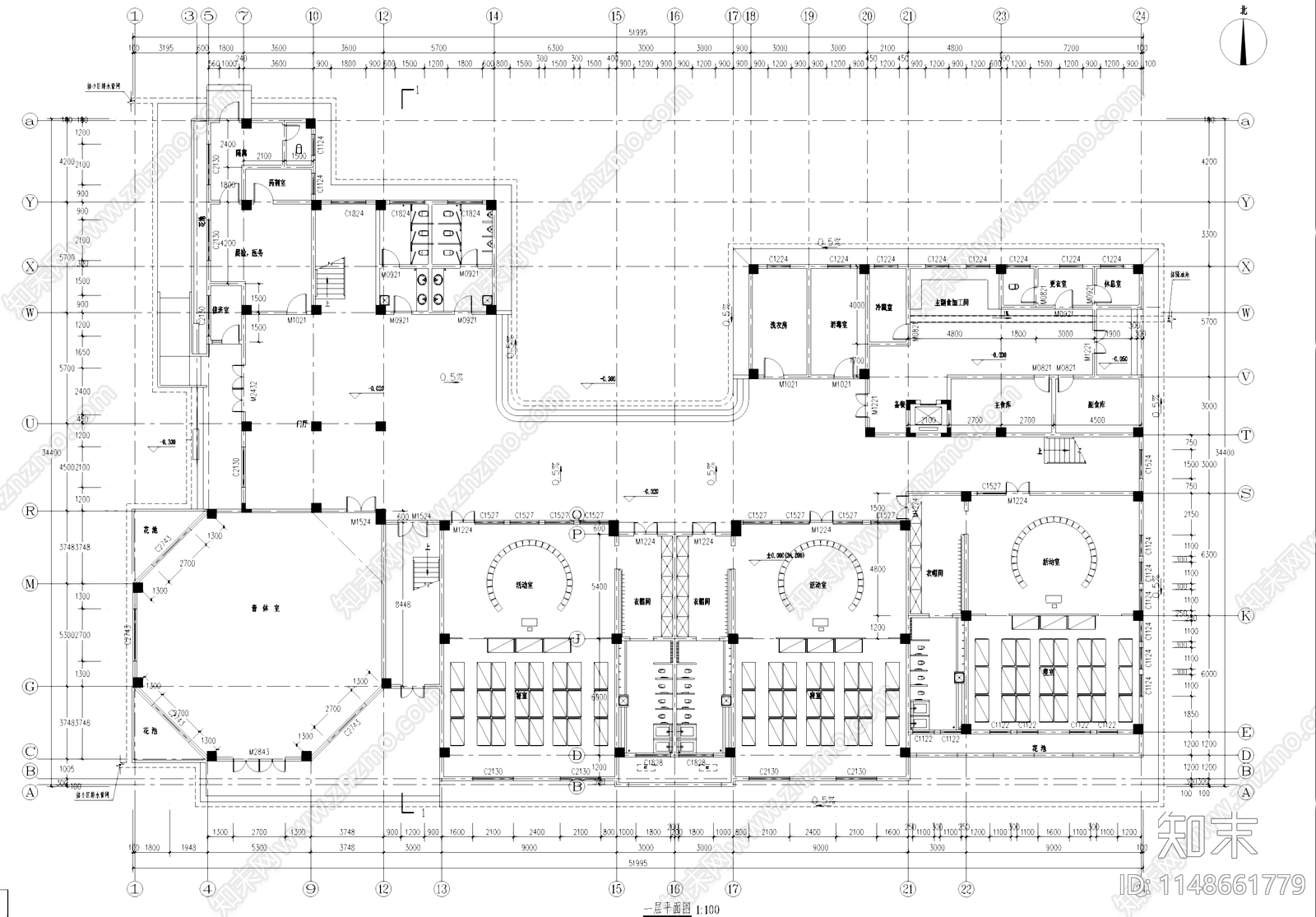 欧式星河国际住宅小区幼儿园建筑cad施工图下载【ID:1148661779】