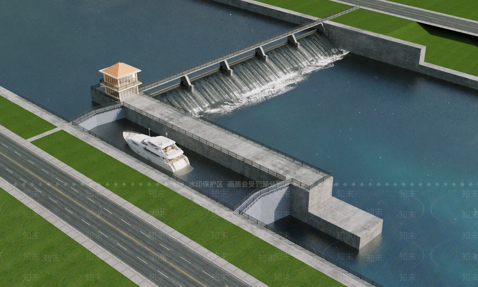现代水闸3D模型下载【ID:1148673926】