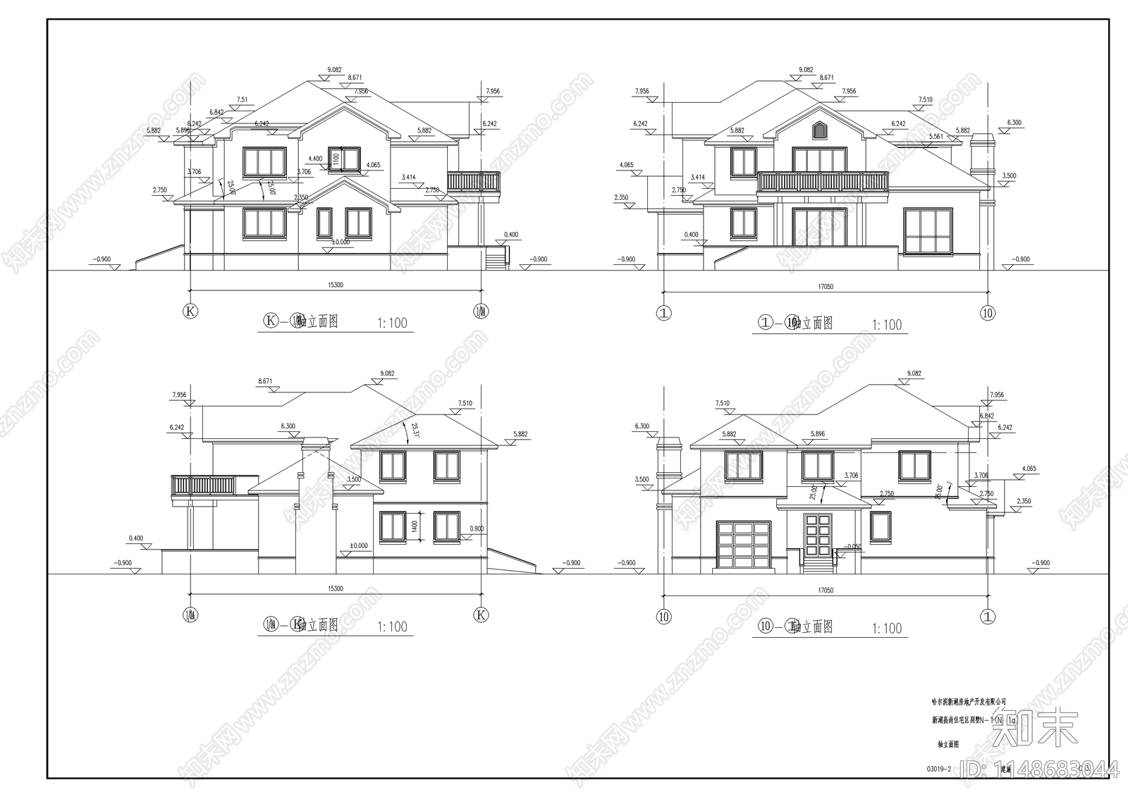 别墅建筑cad施工图下载【ID:1148683044】