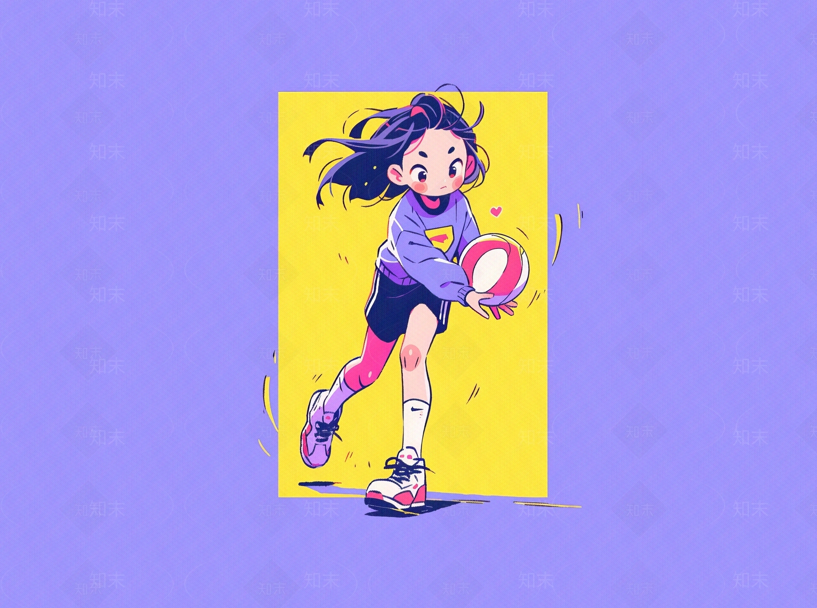 现代卡通多巴胺颜色卡通动漫人物装饰画贴图下载【ID:1148685056】