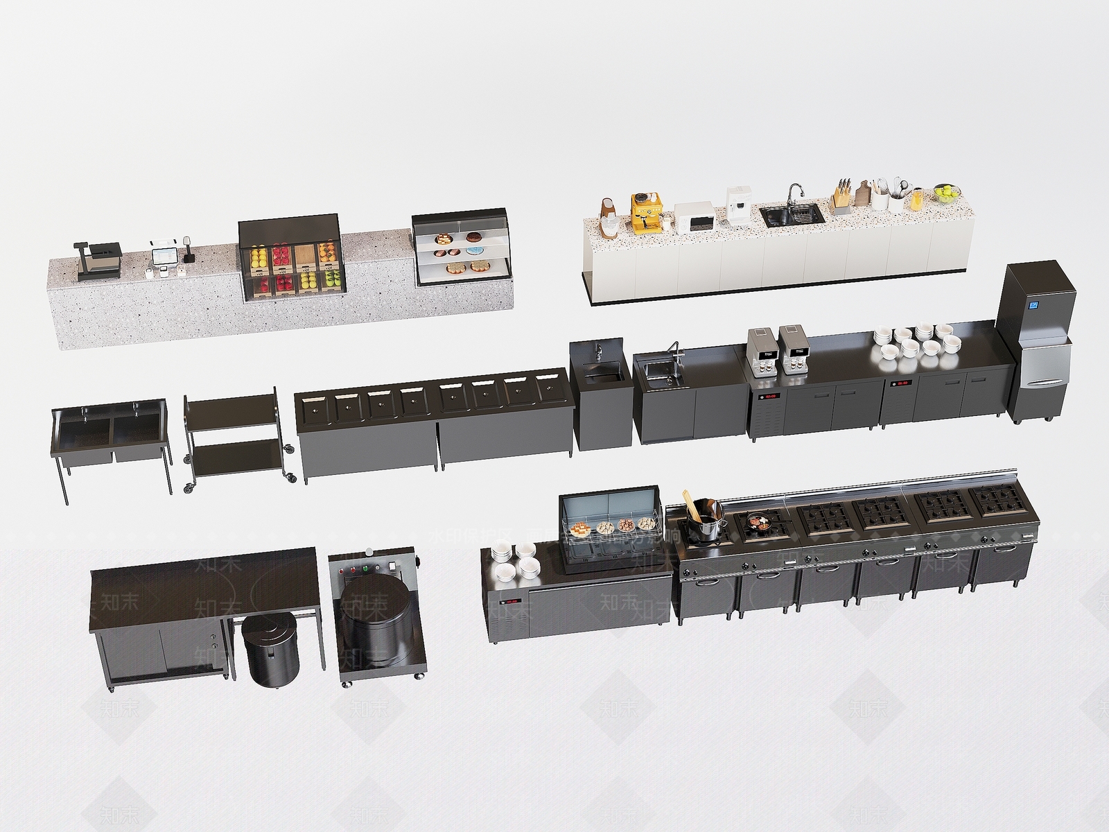 酒店厨房设备SU模型下载【ID:1148686163】