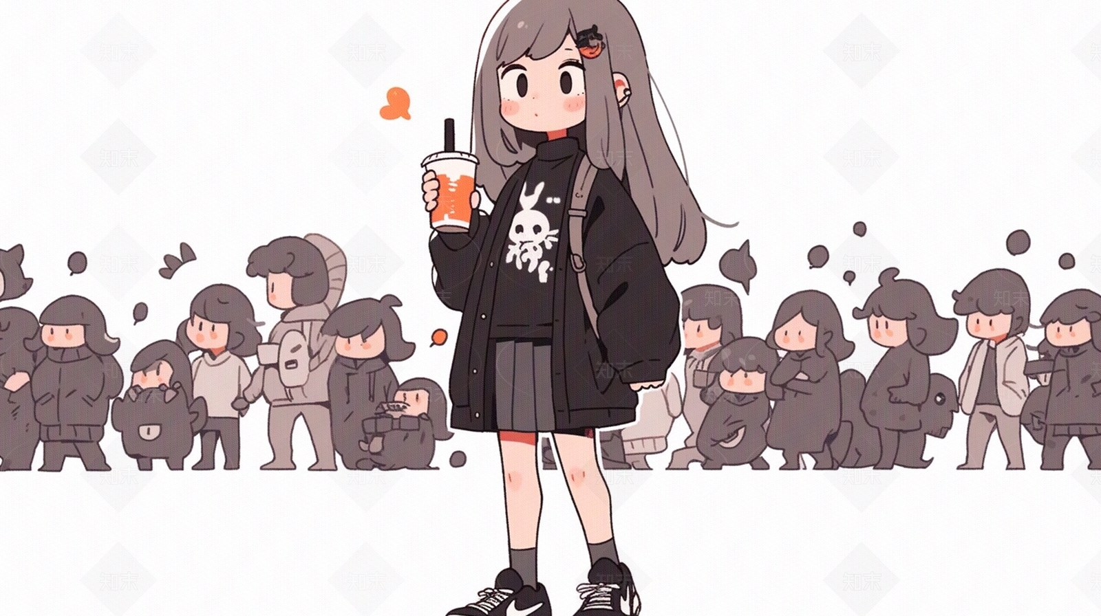 现代卡通多巴胺颜色卡通动漫人物装饰画贴图下载【ID:1148689244】