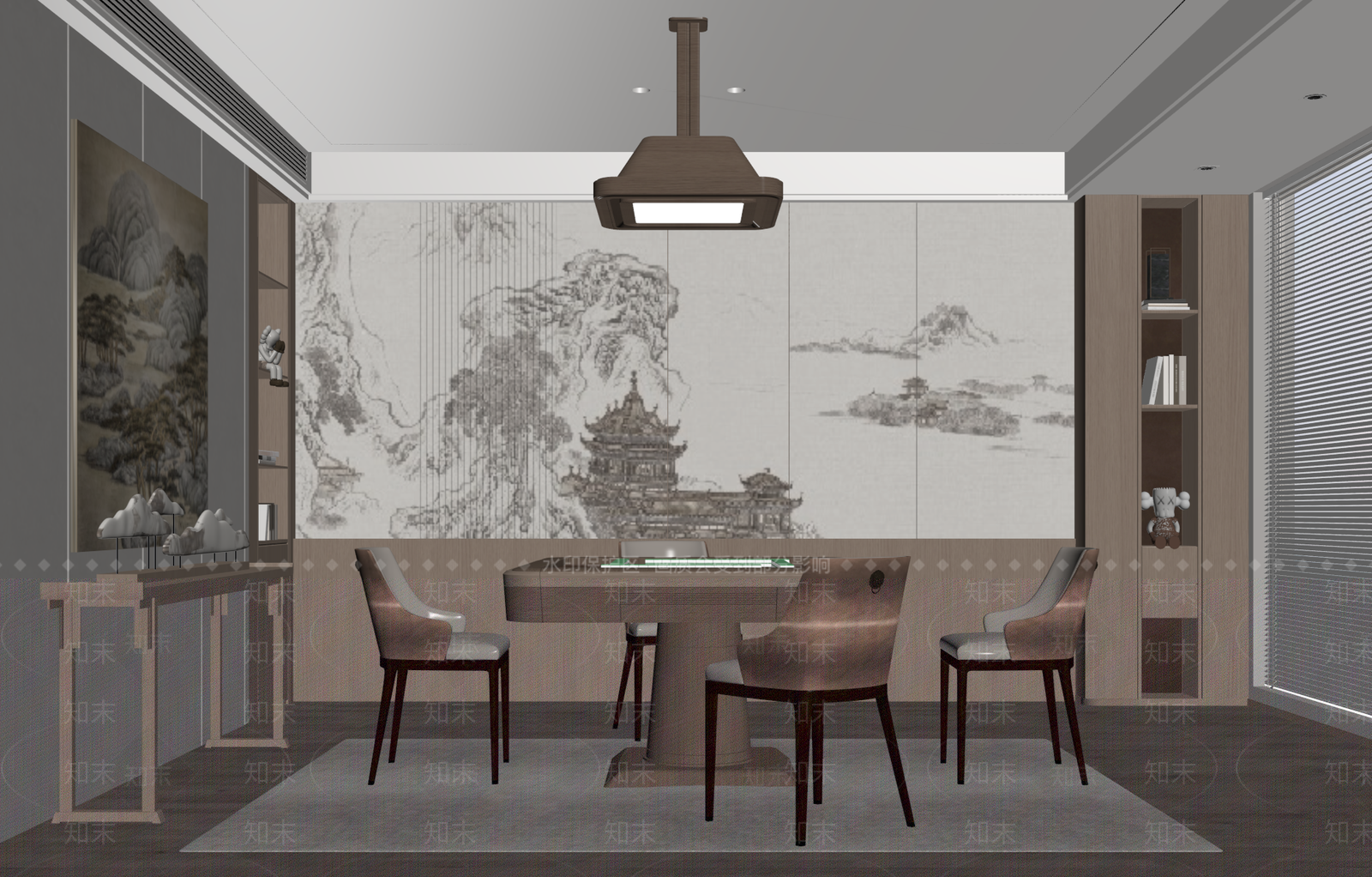 新中式棋牌室SU模型下载【ID:1150061266】