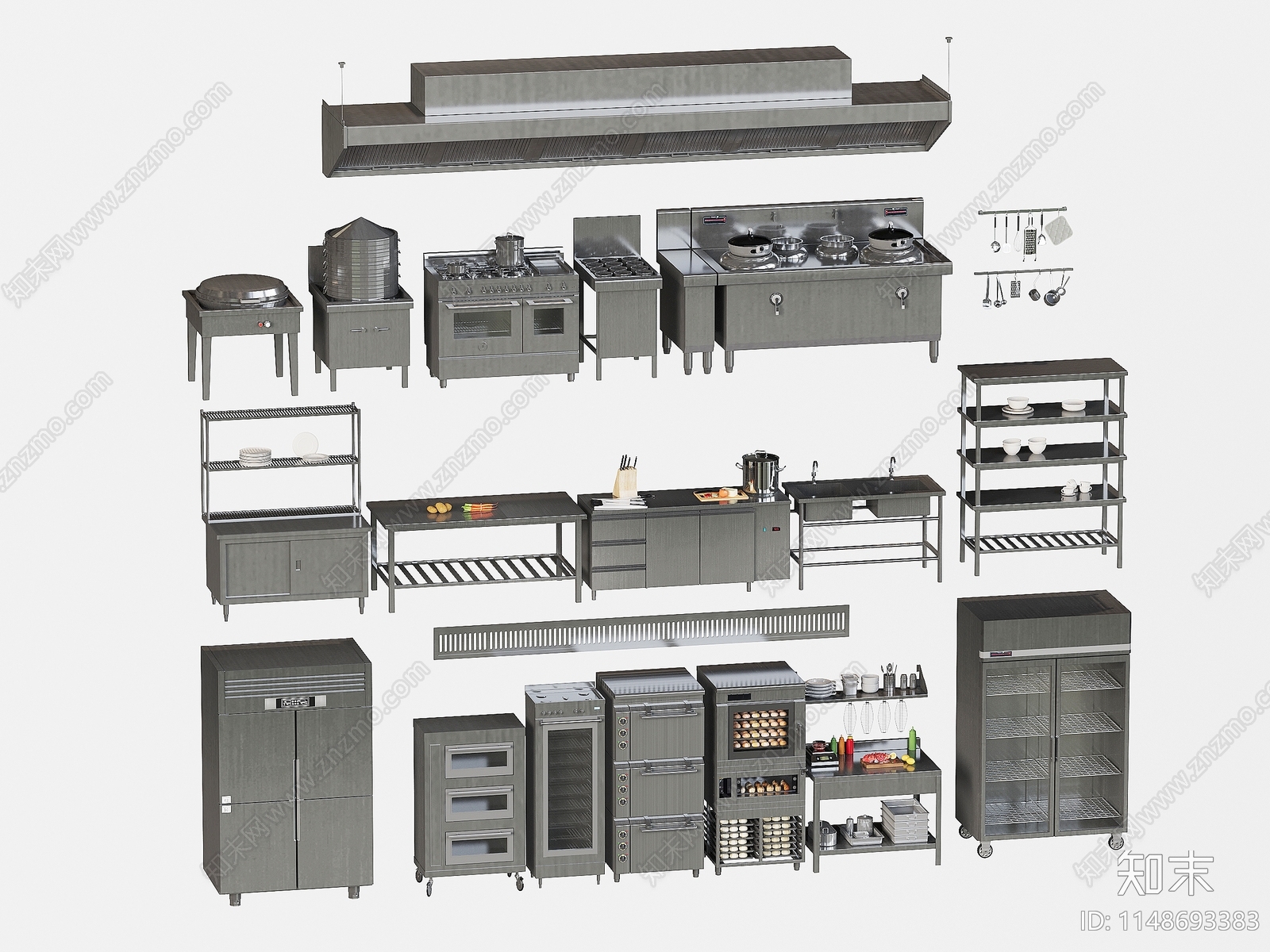 厨房用品组合3D模型下载【ID:1148693383】