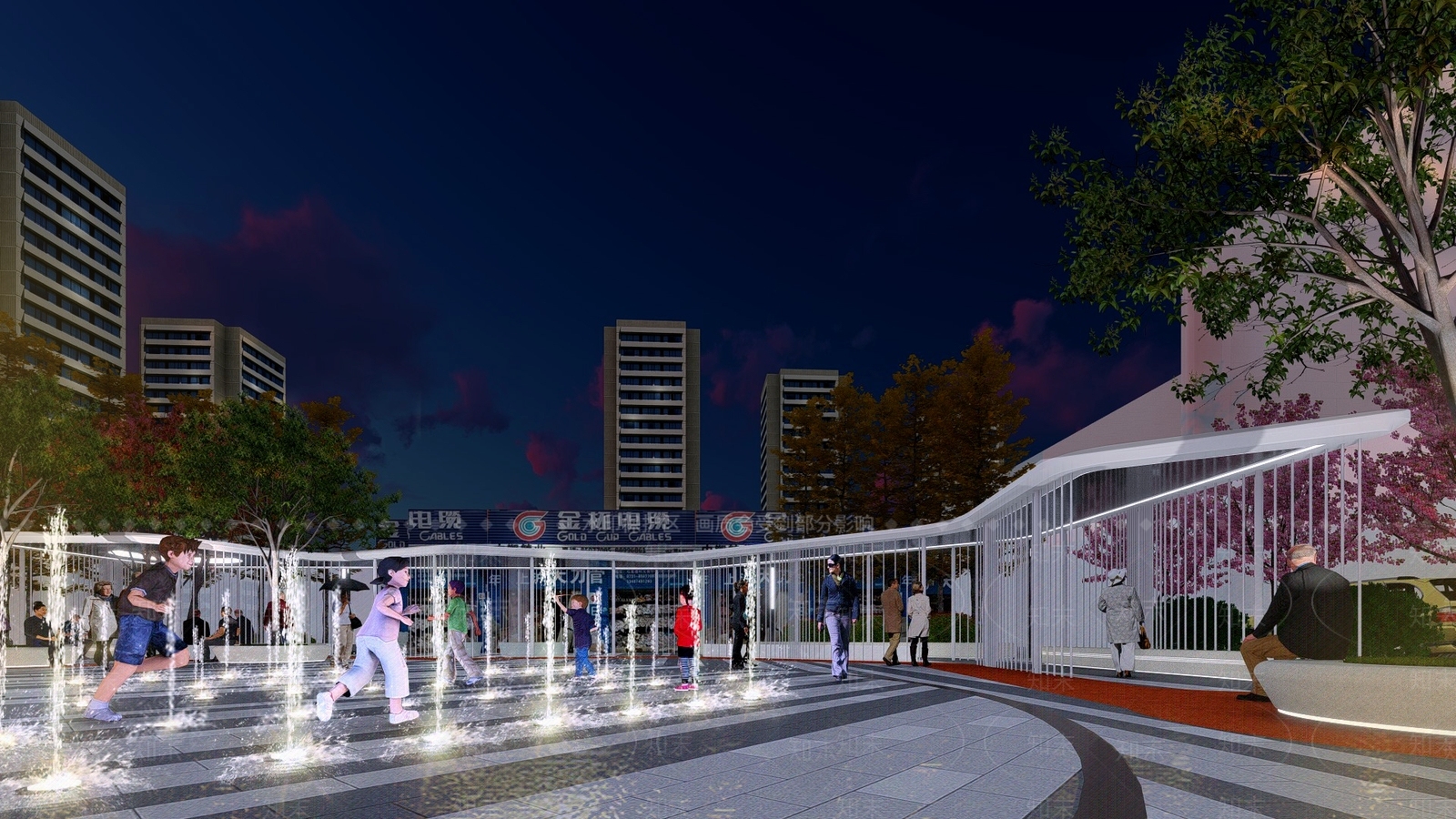 现代城市广场景观SU模型下载【ID:1148693206】