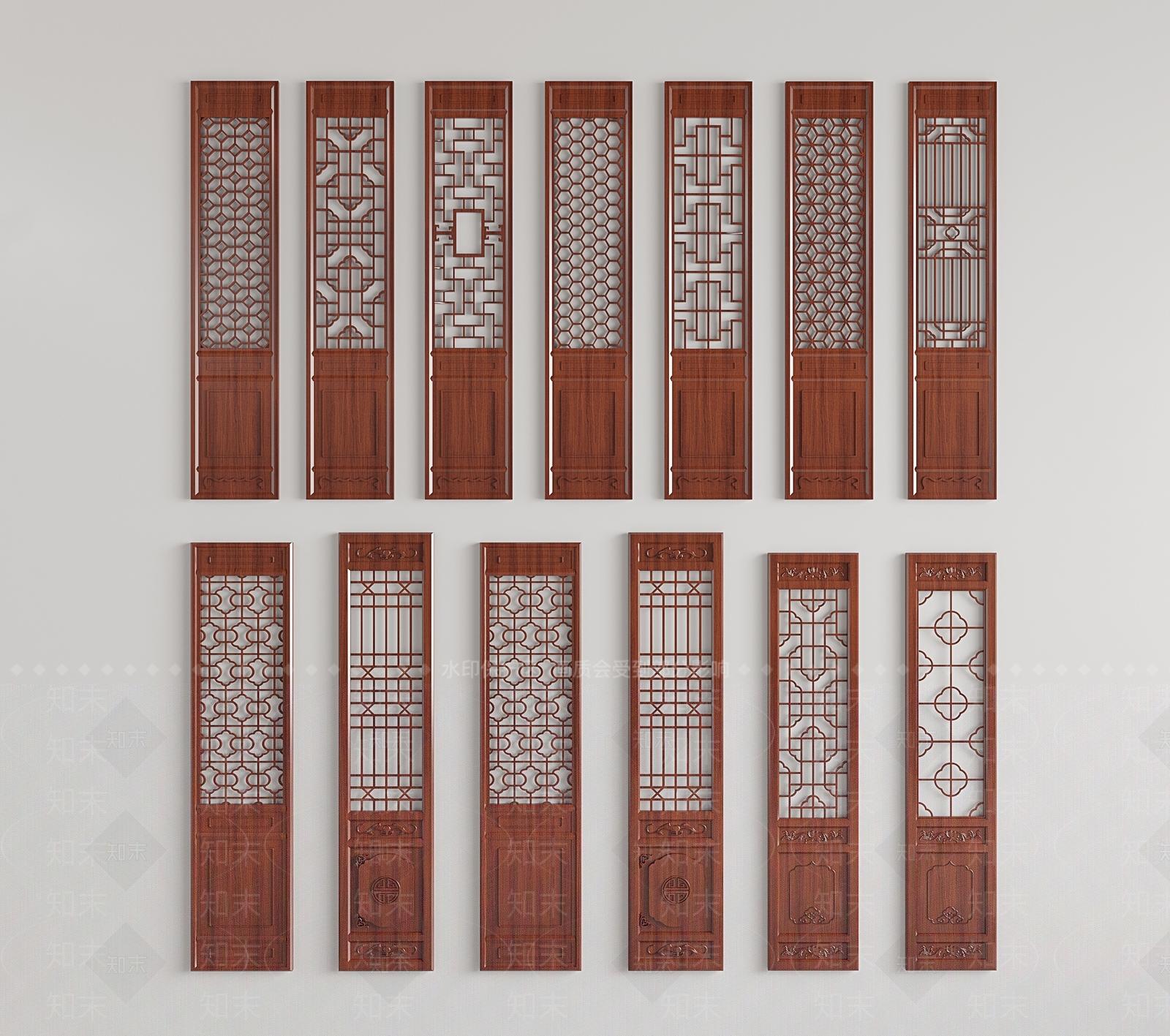 中式古典实木花格隔断3D模型下载【ID:1148701414】