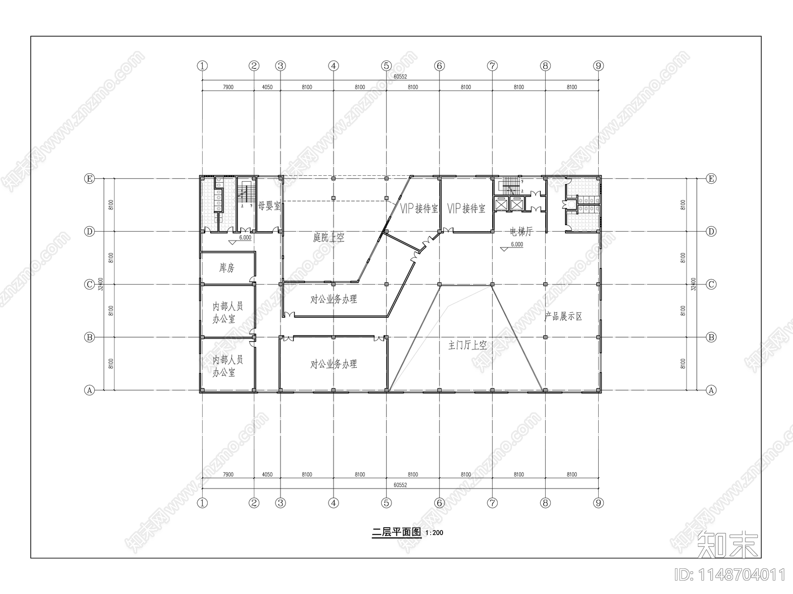 办公楼室内平面总平图施工图下载【ID:1148704011】