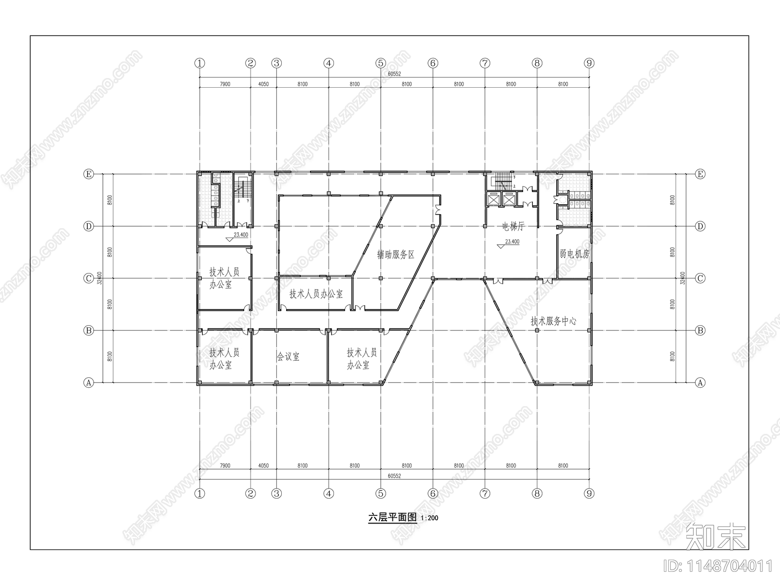 办公楼室内平面总平图施工图下载【ID:1148704011】