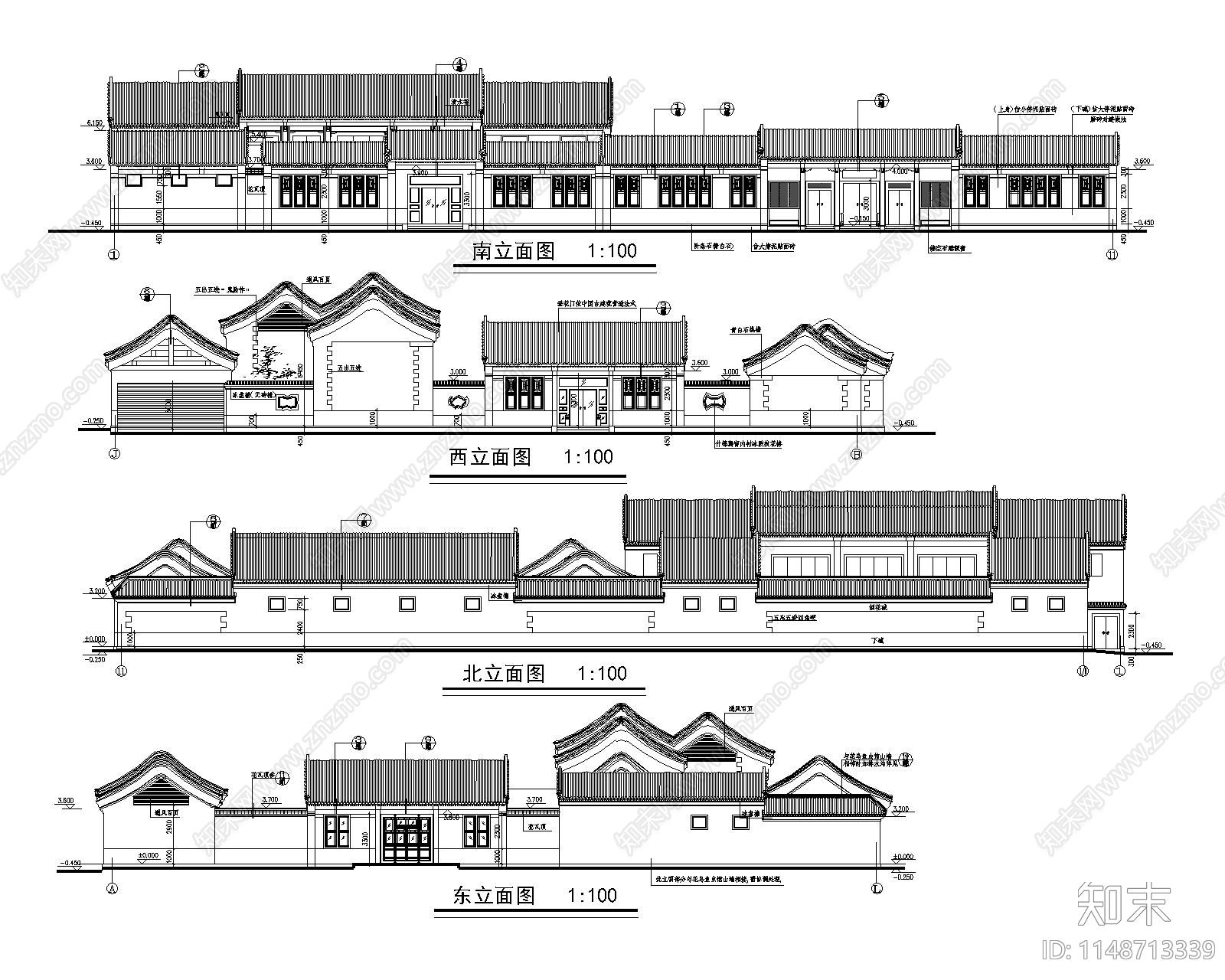 中式古建筑庭阁建筑cad施工图下载【ID:1148713339】