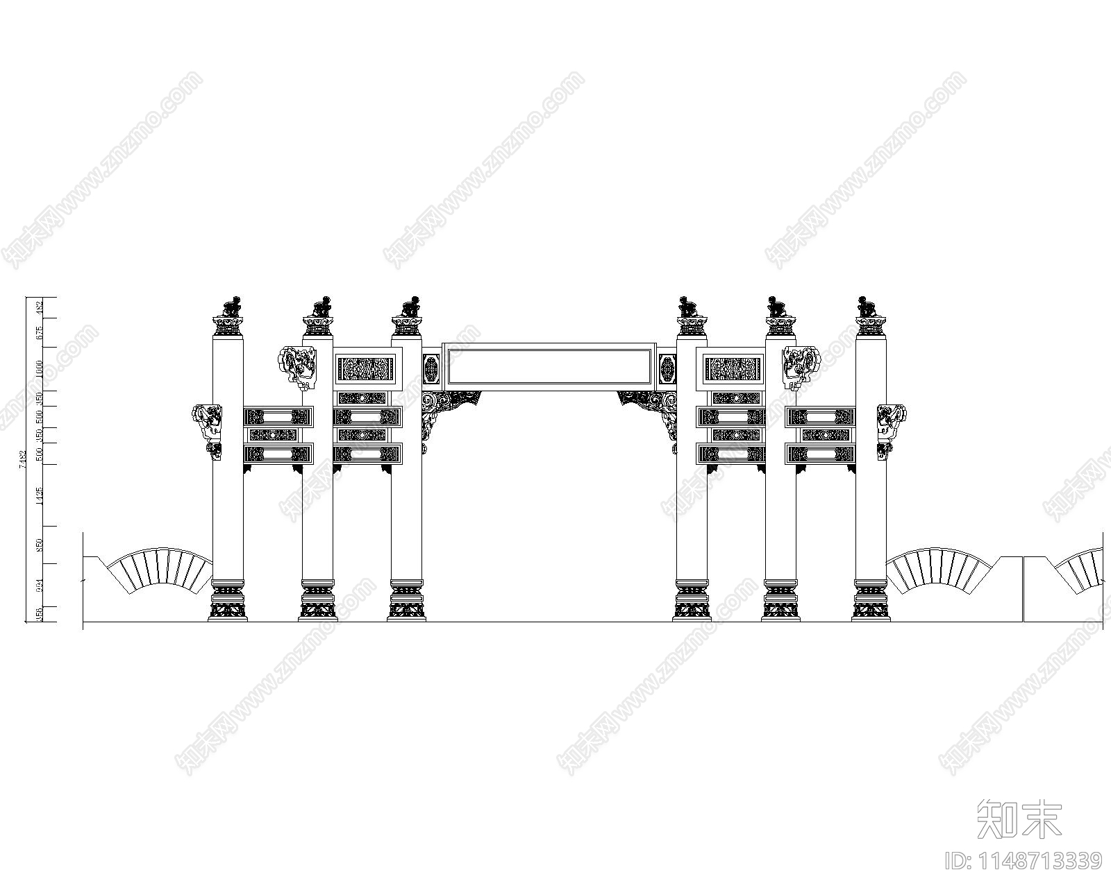 中式古建筑庭阁建筑cad施工图下载【ID:1148713339】