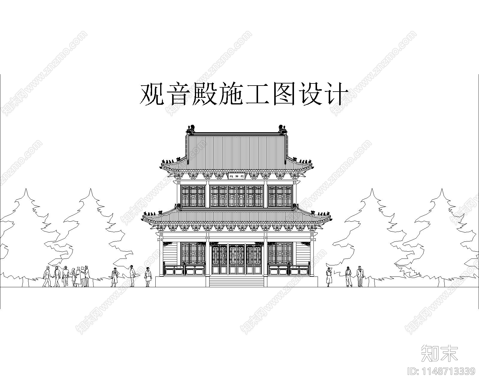 中式古建筑庭阁建筑cad施工图下载【ID:1148713339】