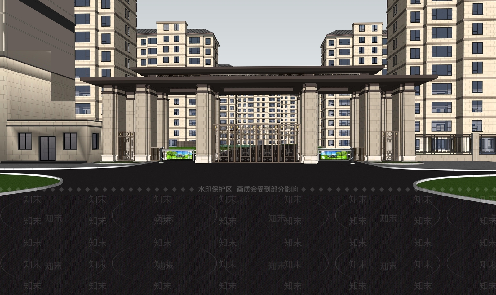 现代小区大门入口大门SU模型下载【ID:1148713869】