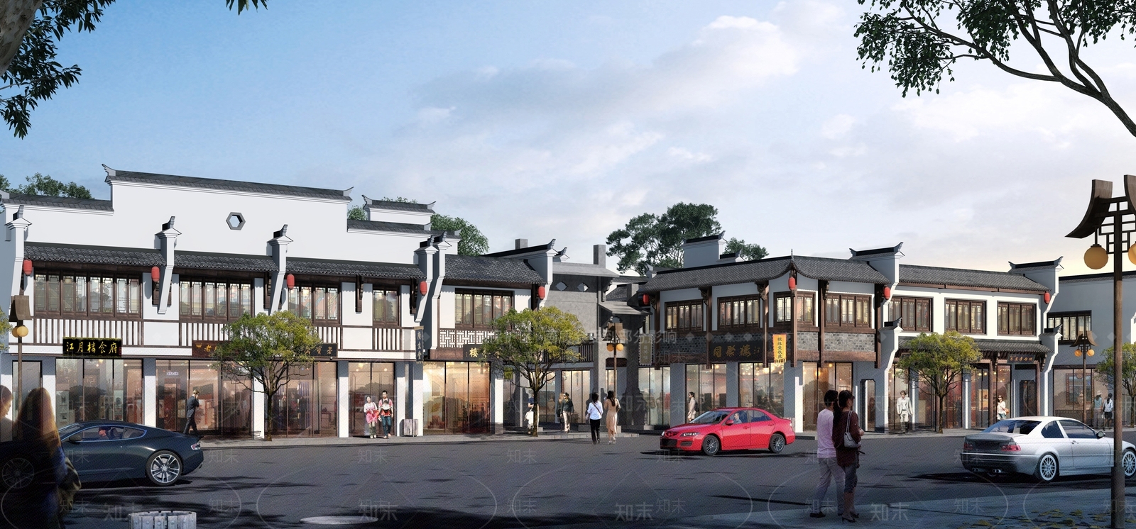 新中式商业街SU模型下载【ID:1148819167】