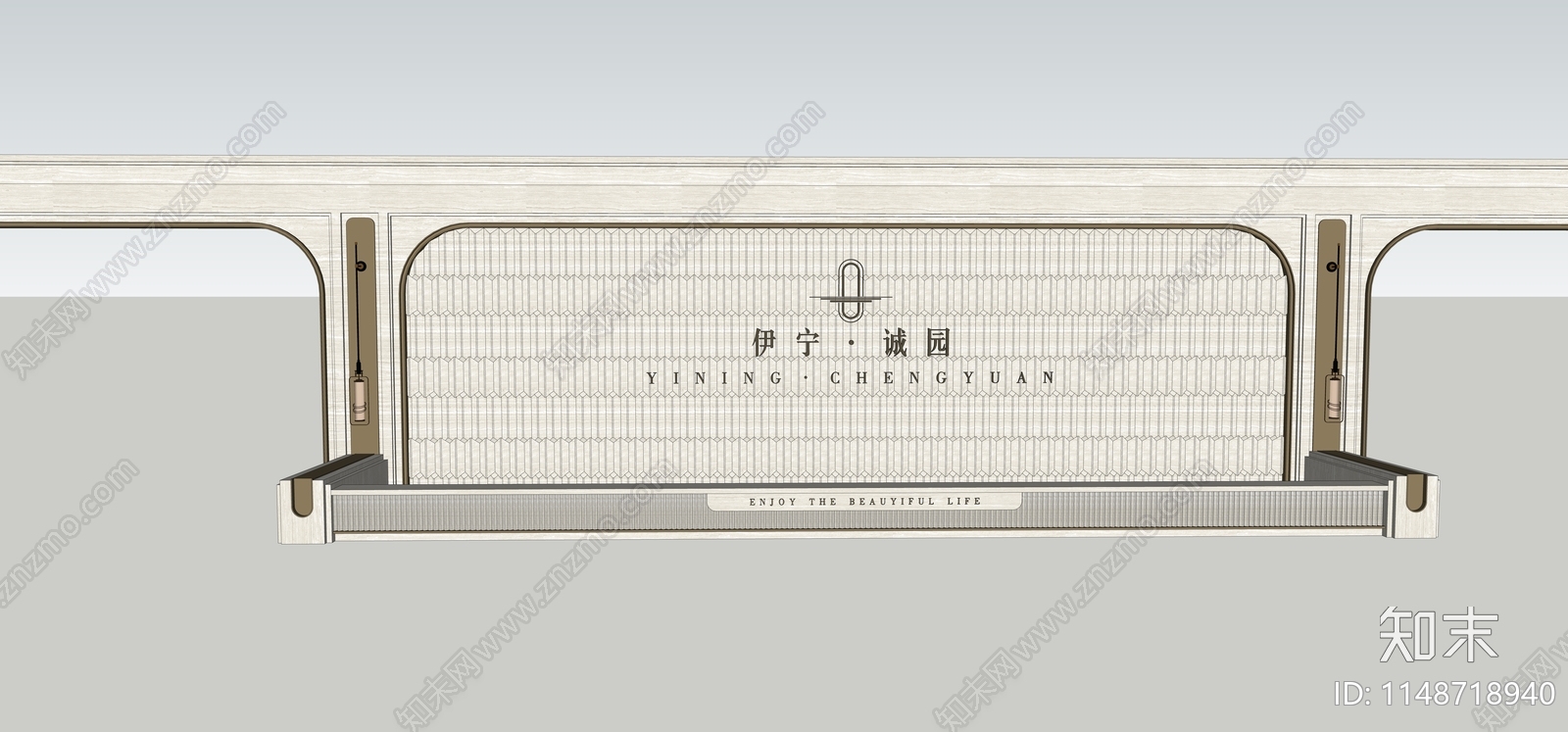 简欧景墙SU模型下载【ID:1148718940】