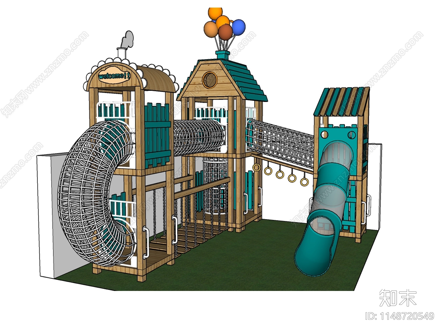 儿童滑梯SU模型下载【ID:1148720549】