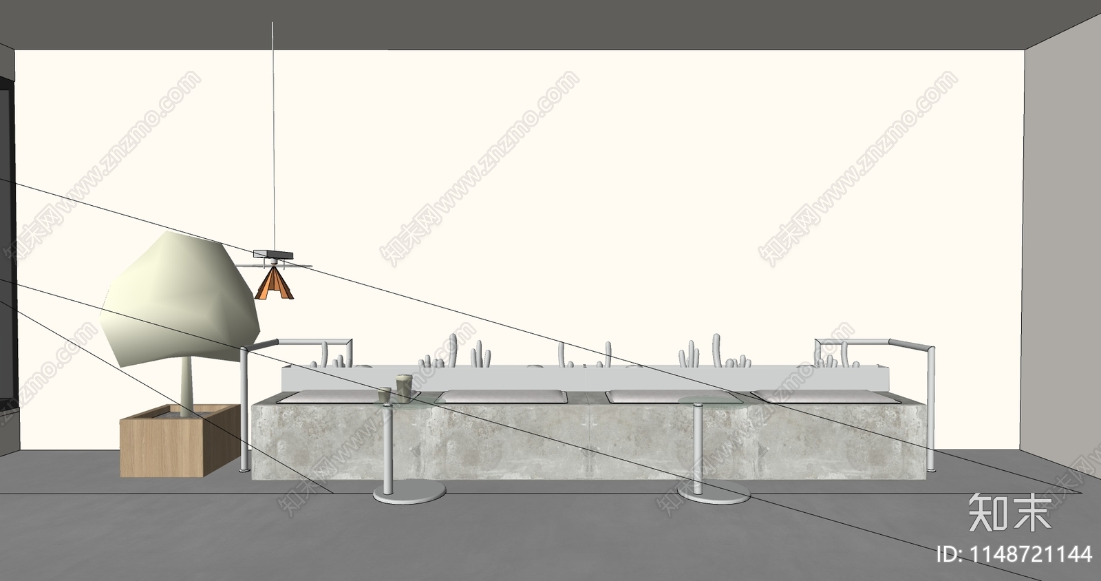 工业风咖啡店卡座沙发SU模型下载【ID:1148721144】